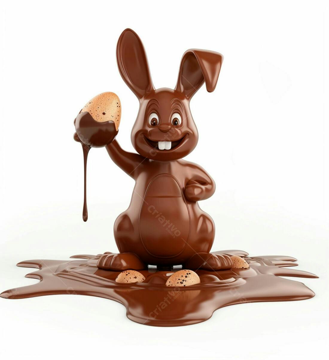 Coelho de chocolate com ovos Páscoa