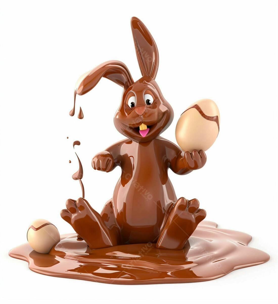 Coelho de chocolate com ovo Páscoa