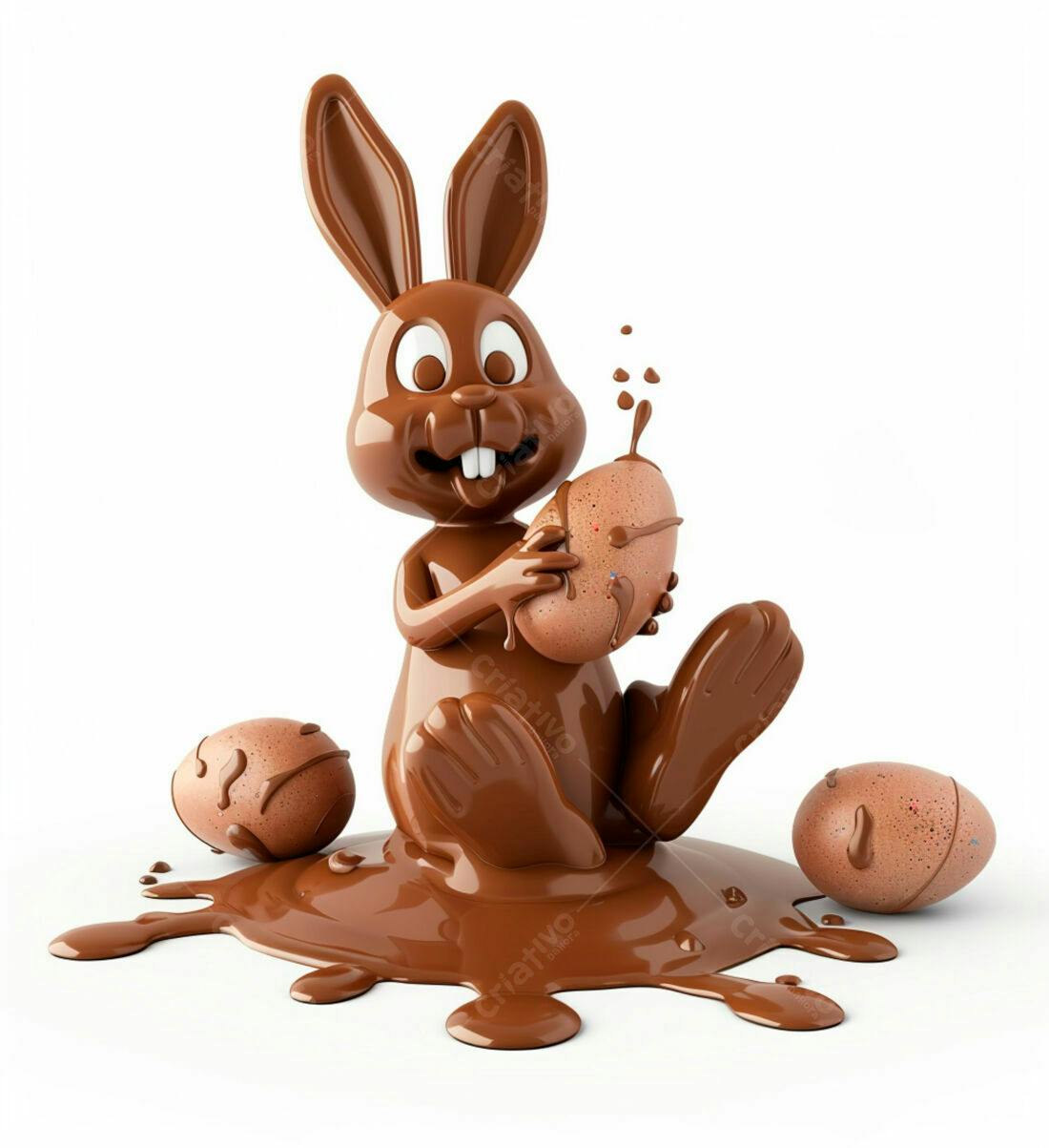 Coelho de chocolate com ovos Páscoa