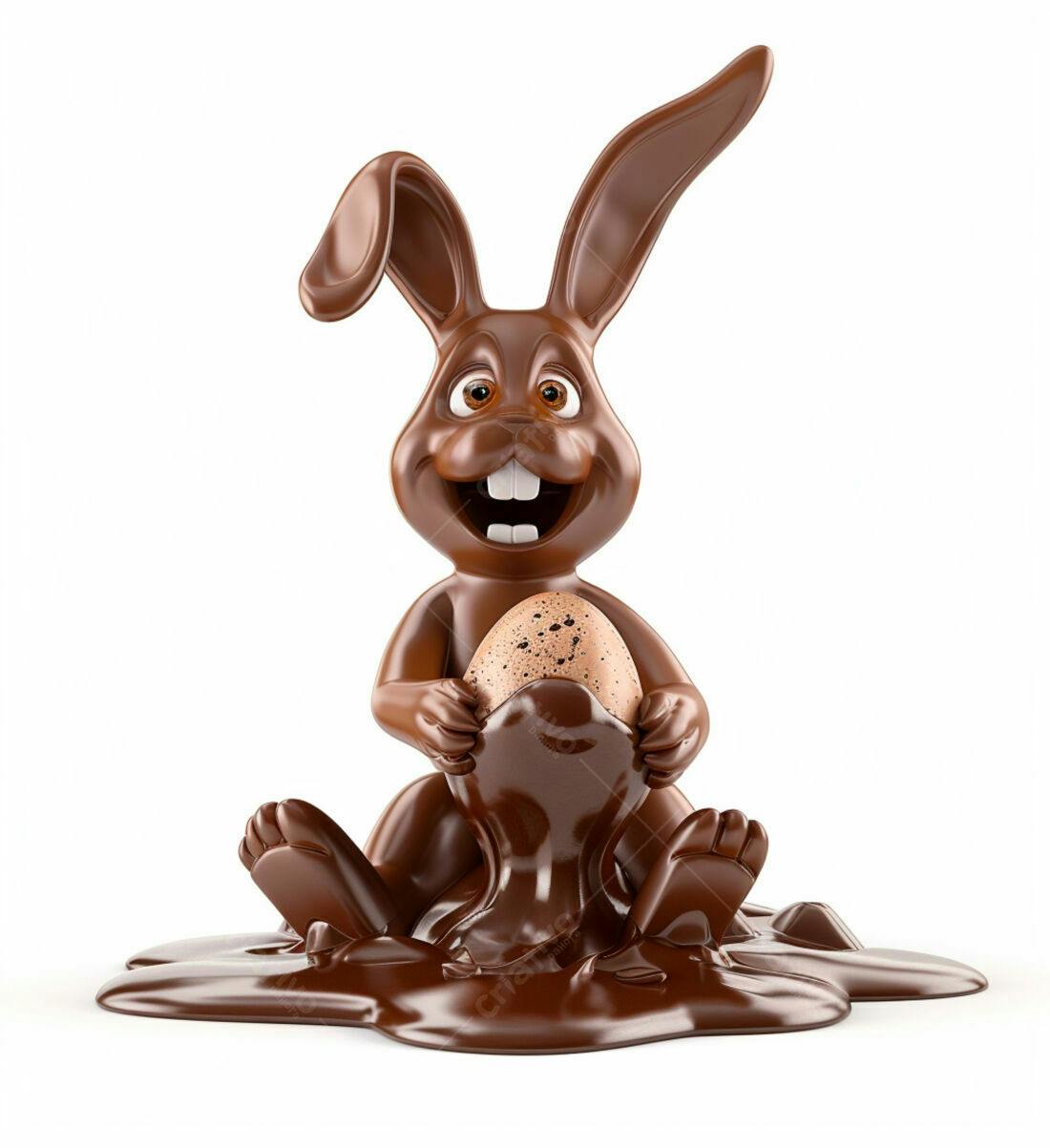 Coelho de chocolate com ovo de Páscoa