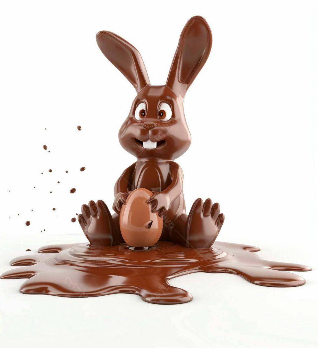 Coelho de chocolate com ovo Páscoa