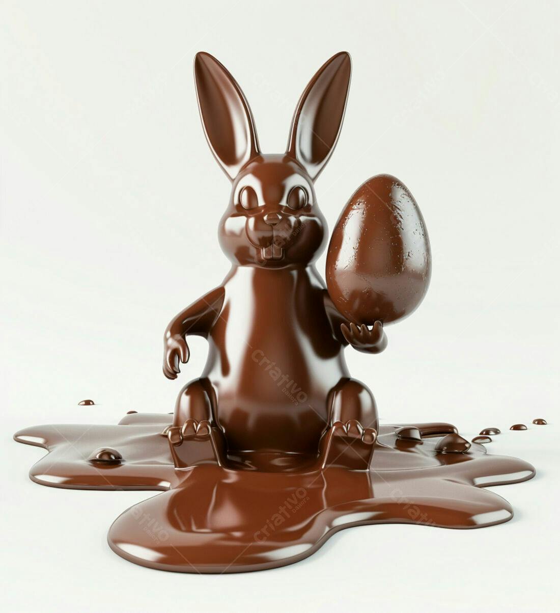 Coelho de chocolate com ovo para Páscoa