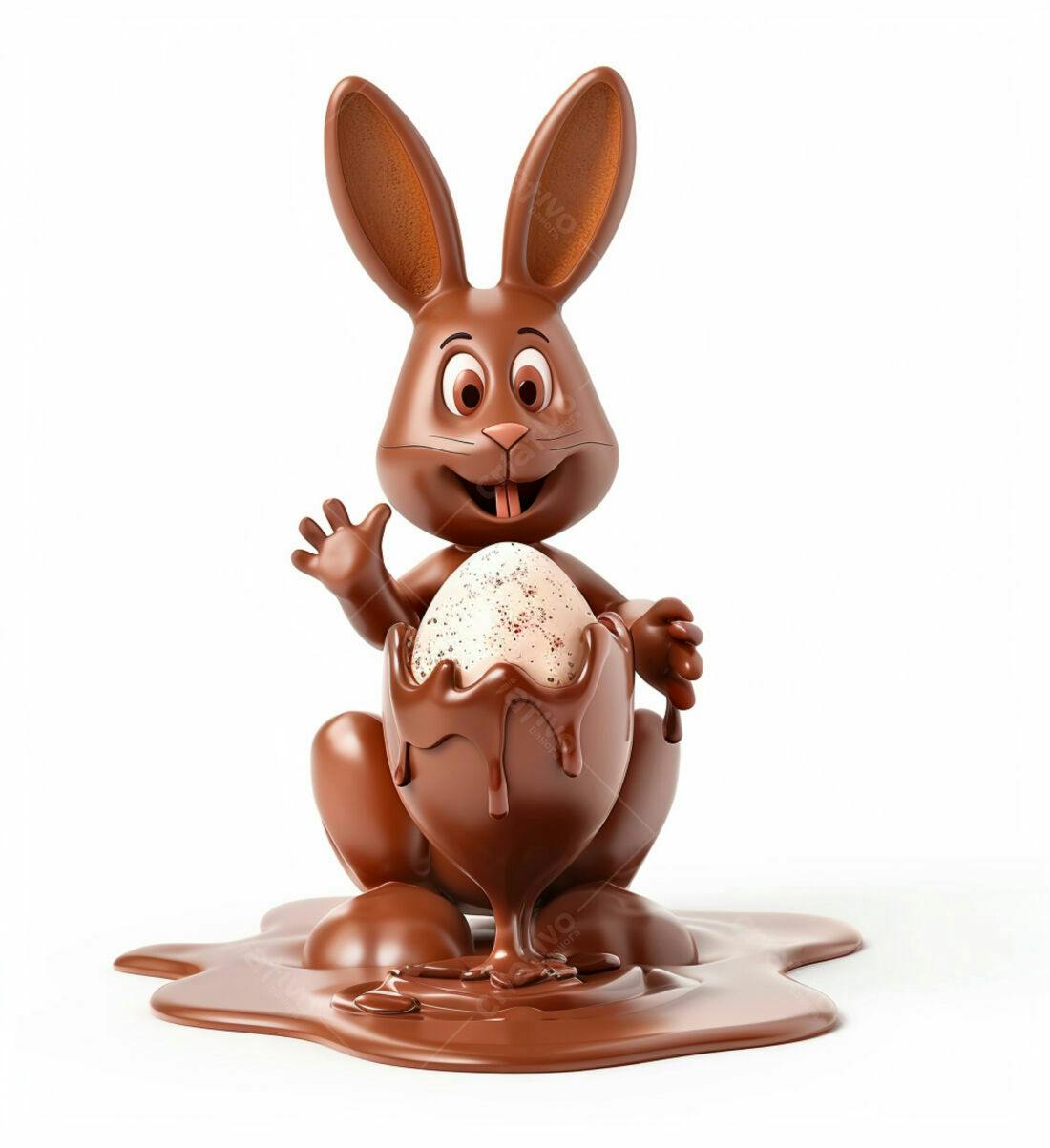 Coelho de chocolate com ovo de Páscoa
