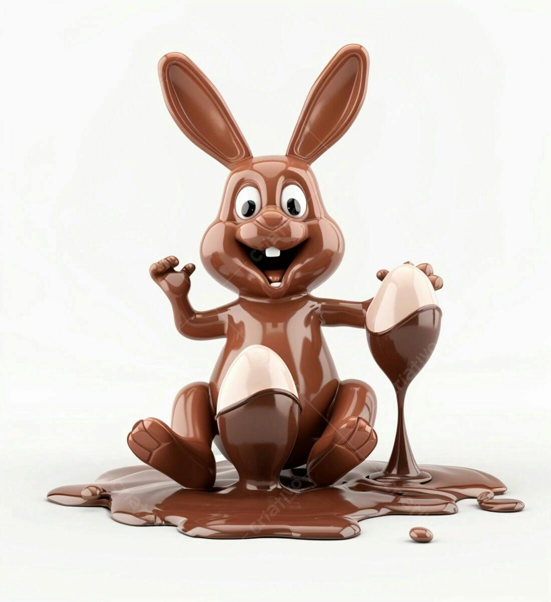 Coelho de chocolate com ovos Páscoa