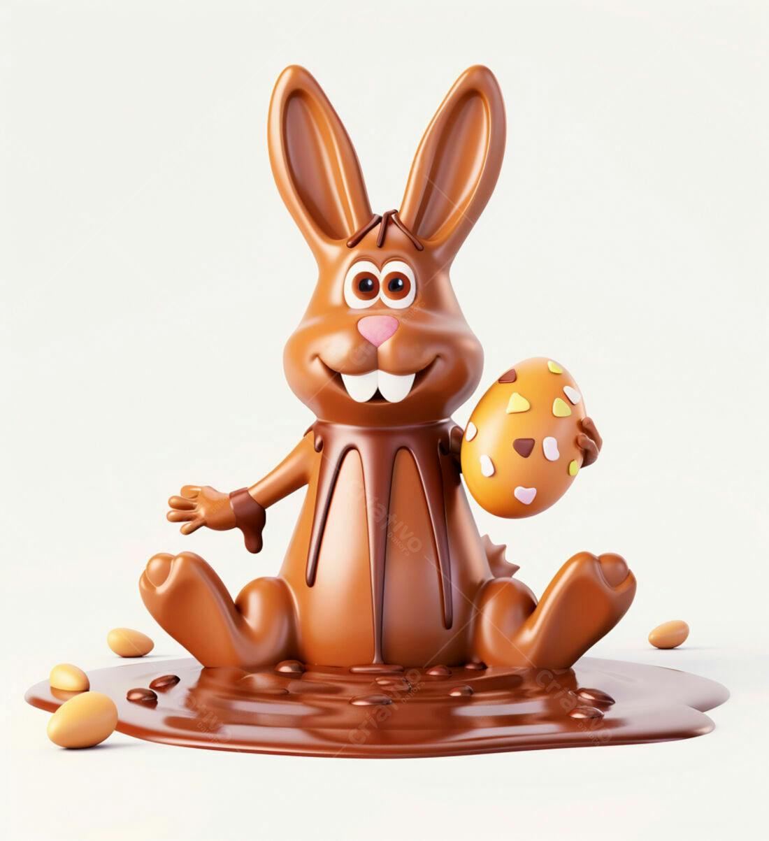 Coelho de chocolate com ovo de Páscoa