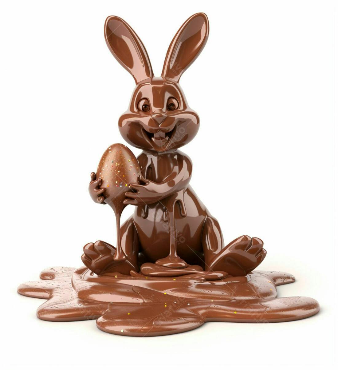 Coelho de chocolate com ovo de Páscoa