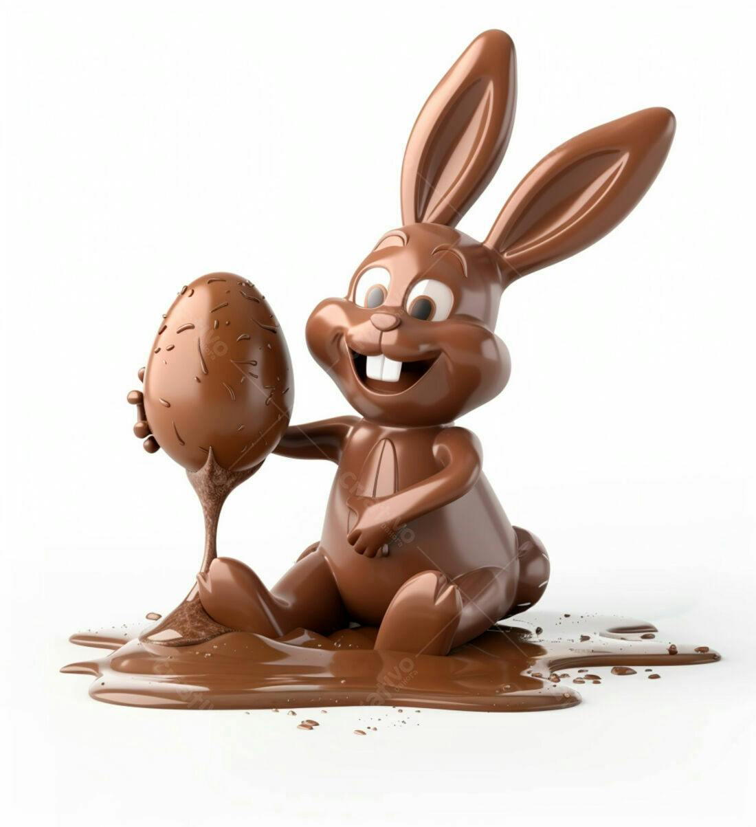 Coelhinho de chocolate com ovo na Páscoa