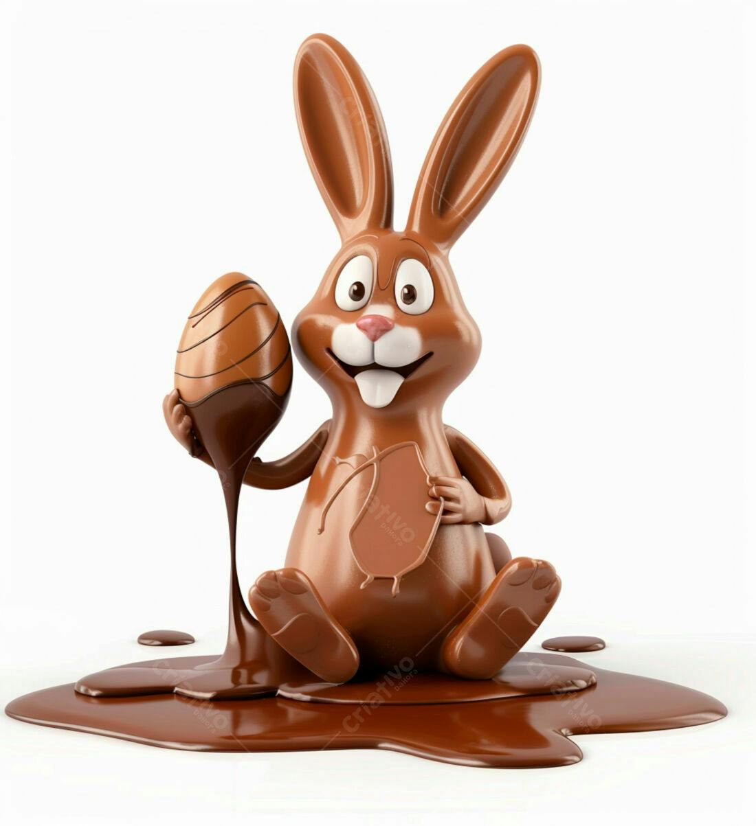 Coelho de chocolate com ovo de páscoa