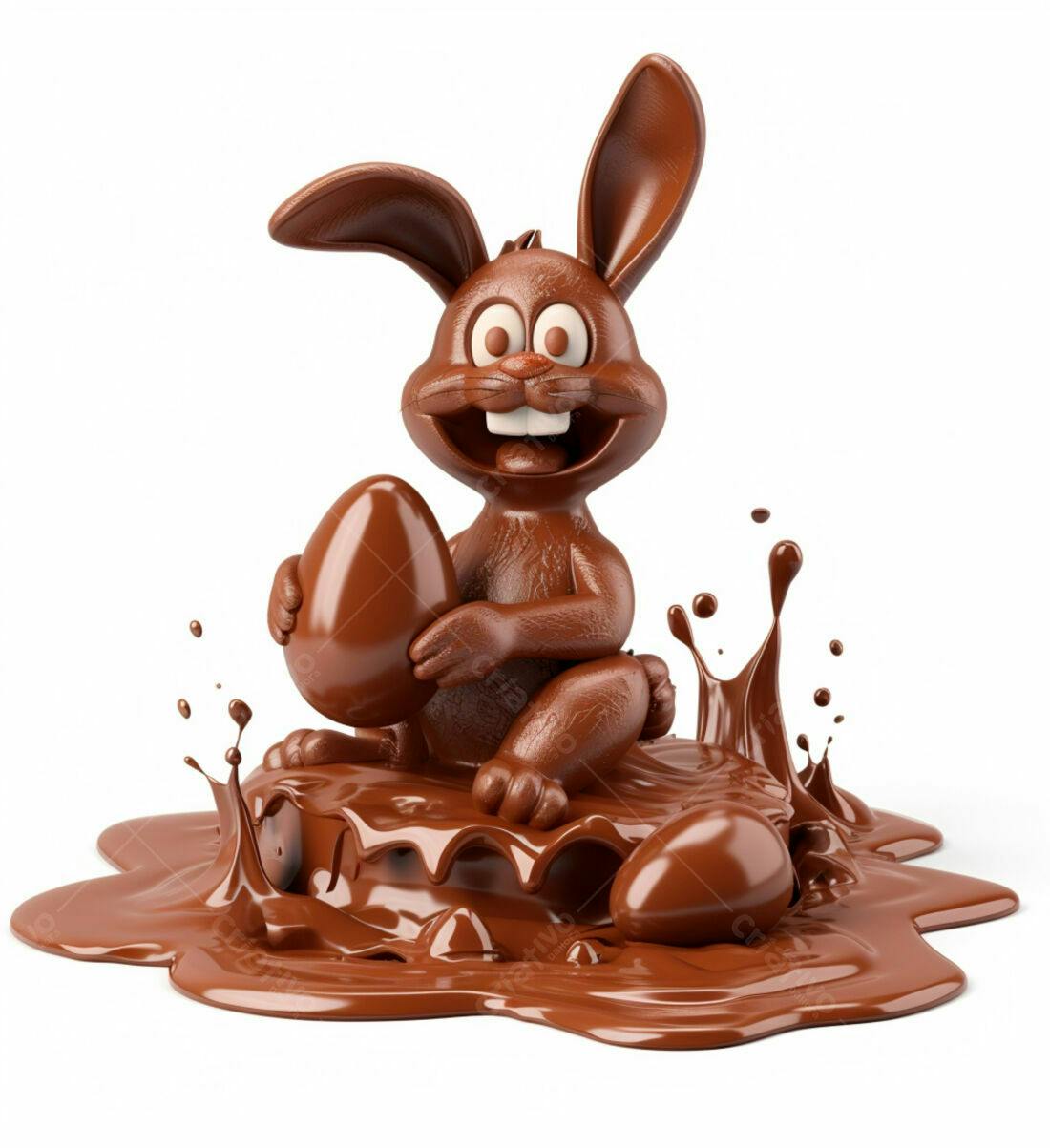 Coelho de chocolate com ovo Páscoa