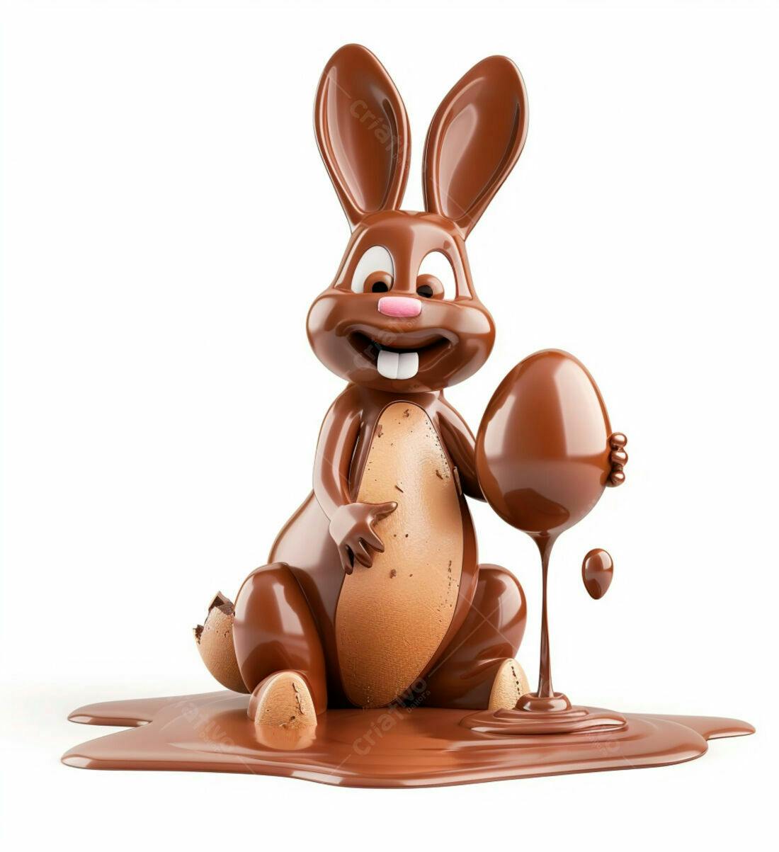 Coelho de chocolate com ovo de Páscoa