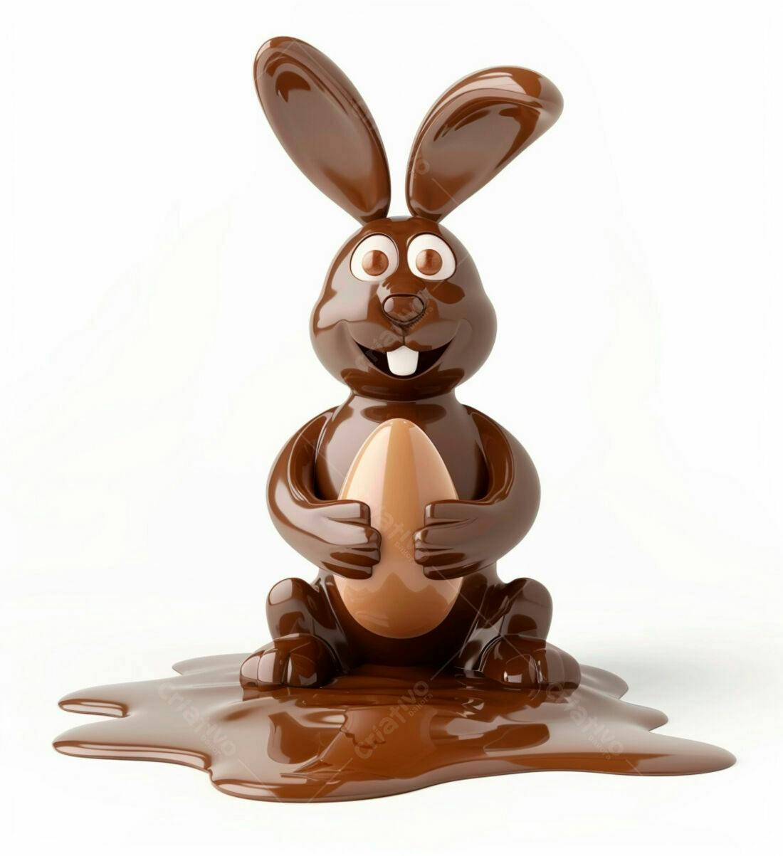 Coelho de chocolate com ovo para Páscoa