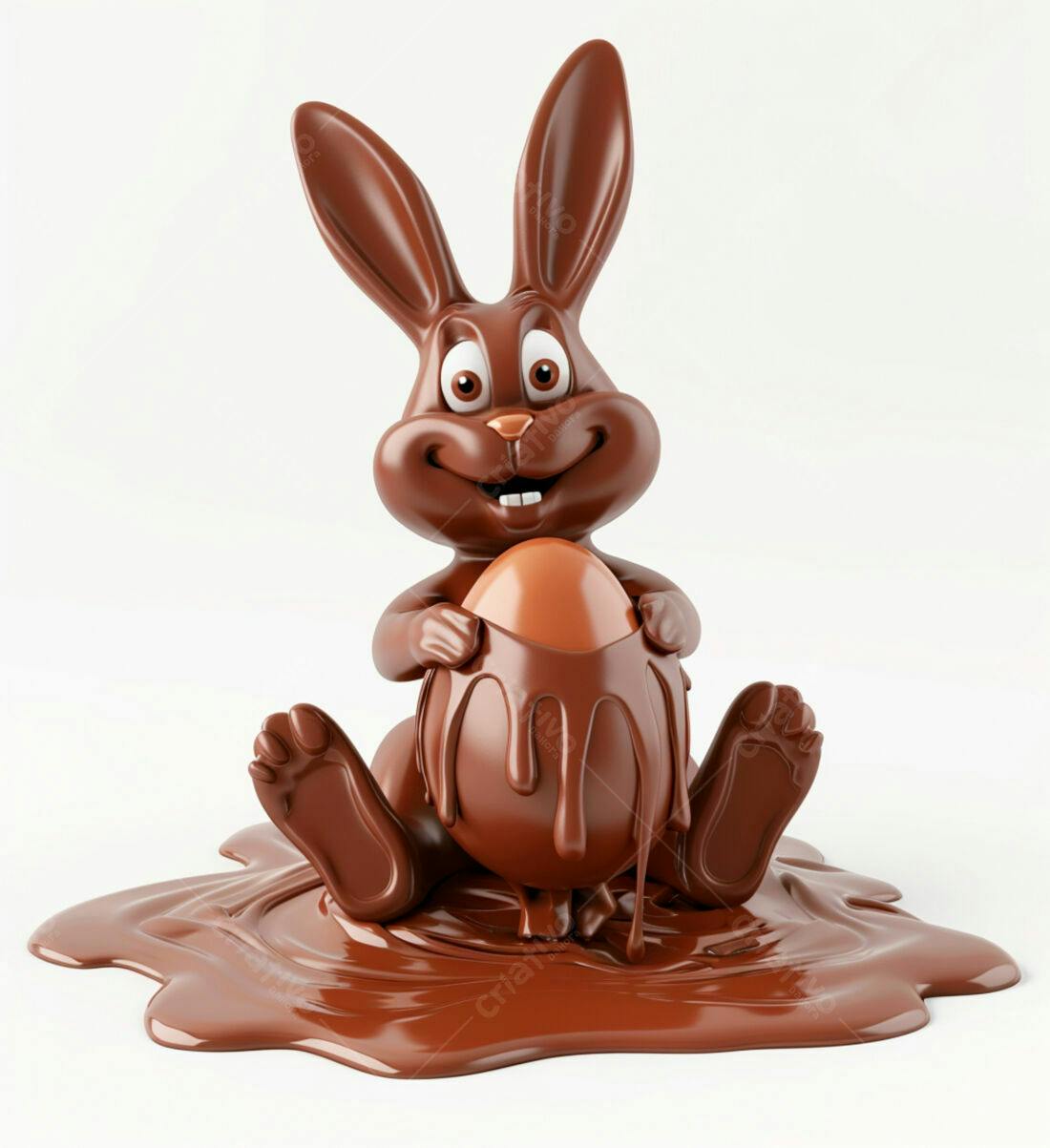Coelho de chocolate com ovo de Páscoa