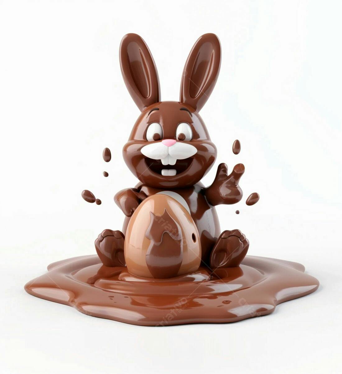 Coelho de chocolate com ovo Páscoa