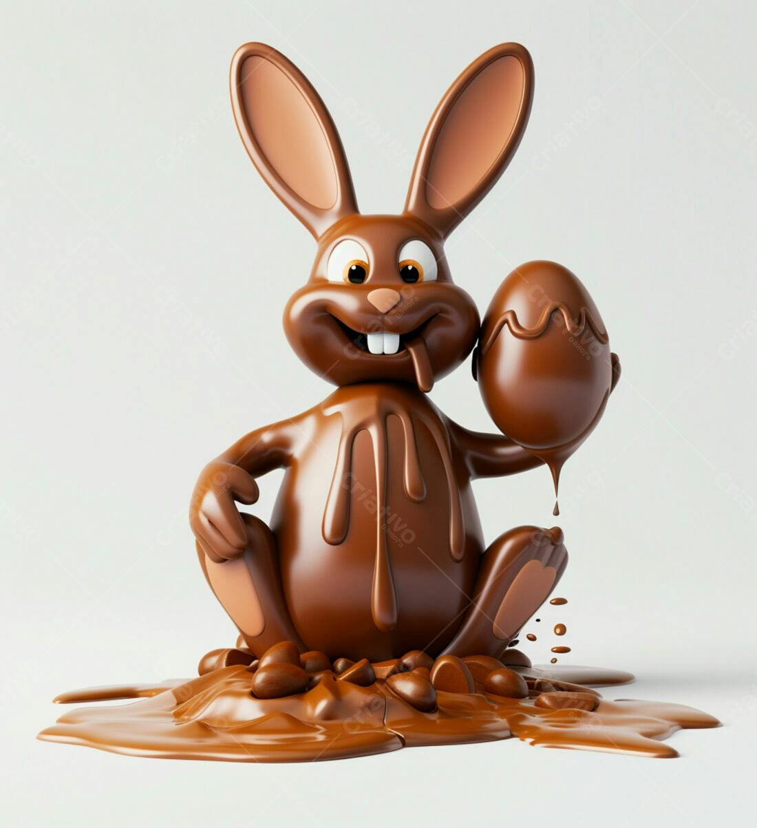 Coelho de chocolate com ovo Páscoa