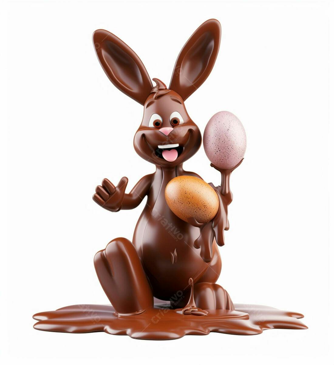 Coelho de chocolate com ovos da Páscoa