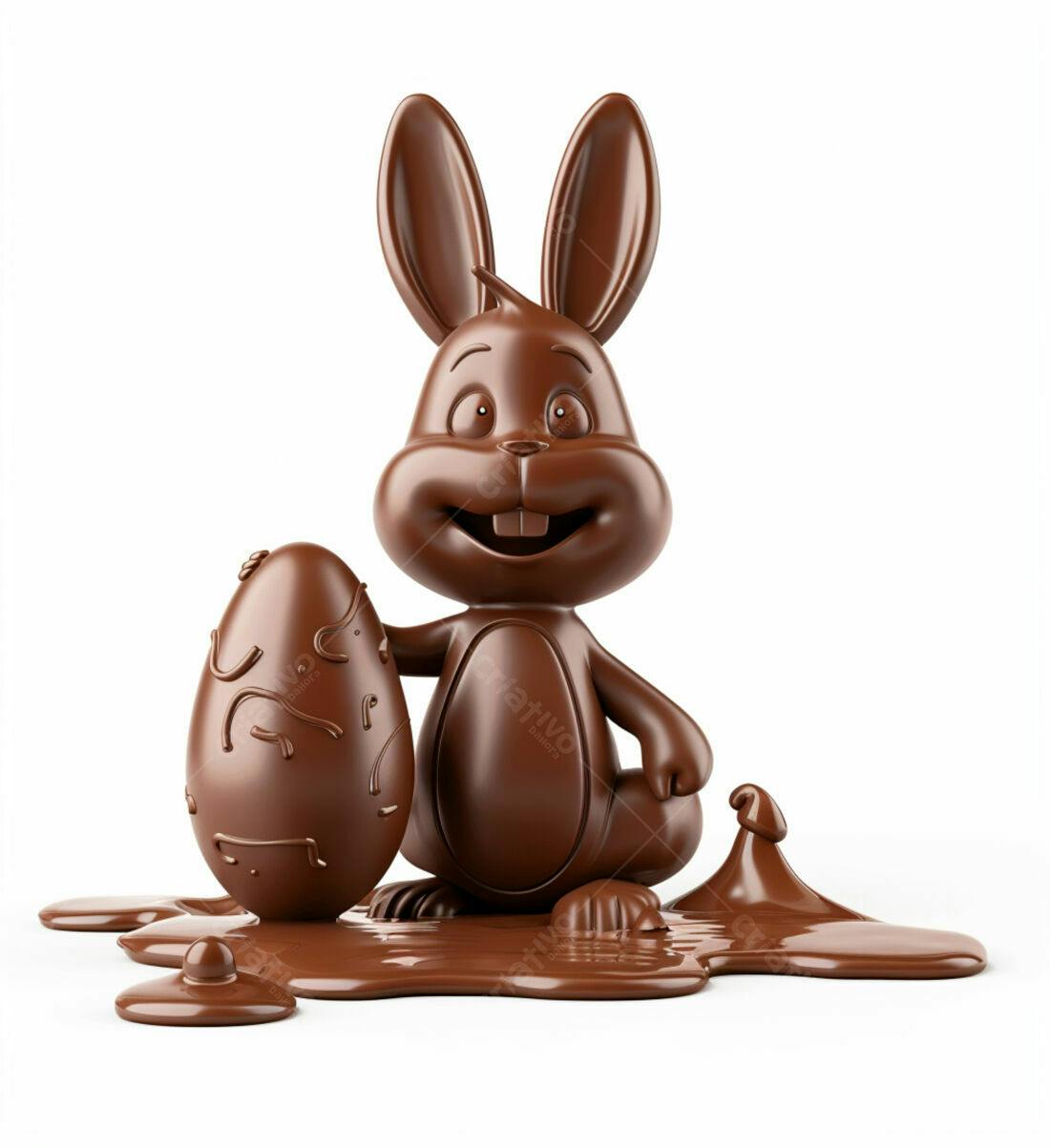 Coelho de chocolate com ovo de páscoa