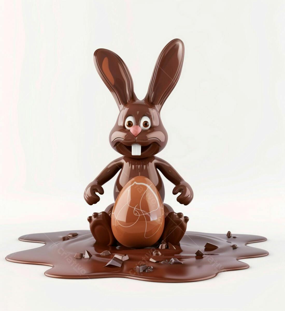 Coelho de chocolate com ovo de Páscoa