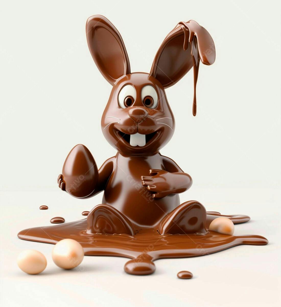 Coelho de Chocolate na Páscoa com Ovo