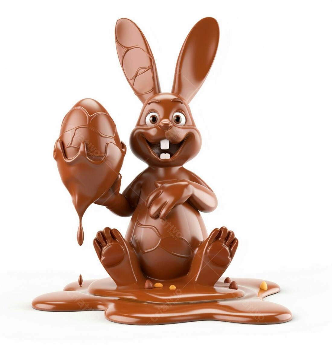 Coelho de chocolate com ovo de Páscoa