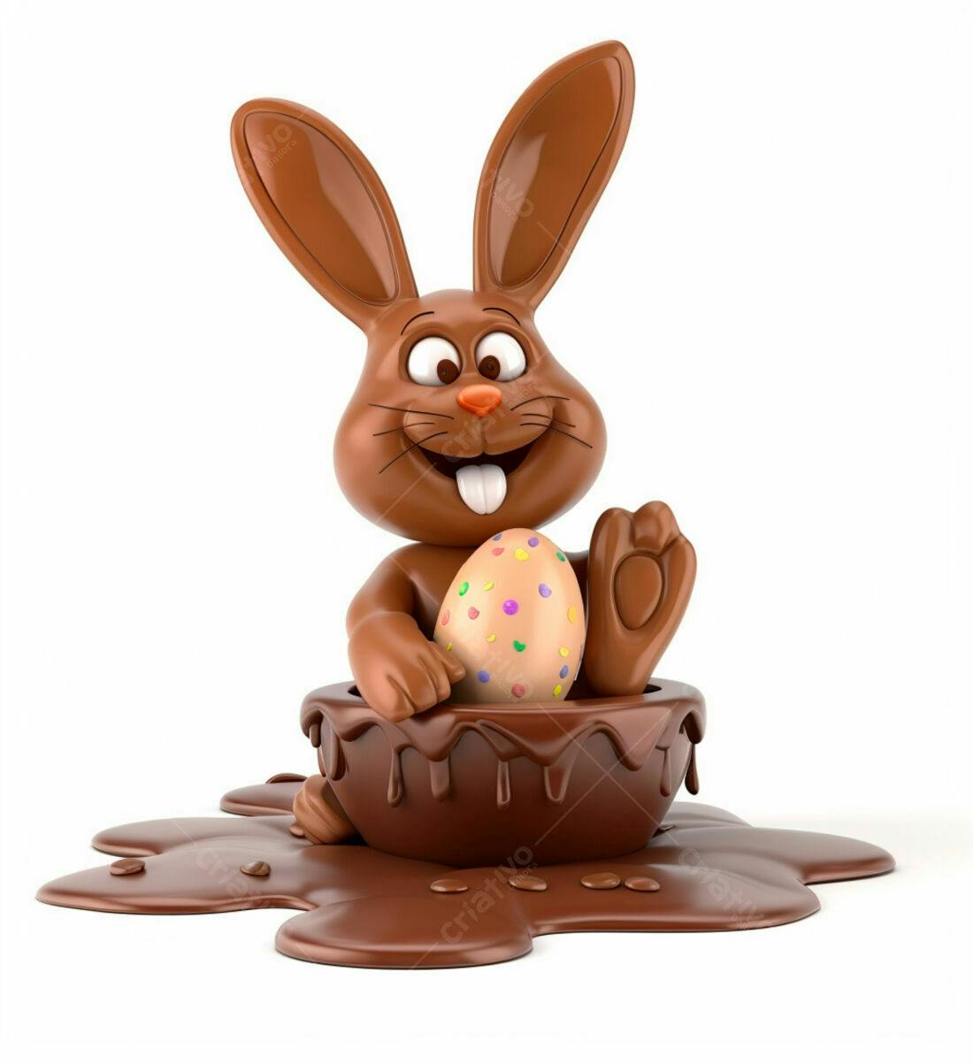Coelho de chocolate com ovo de Páscoa