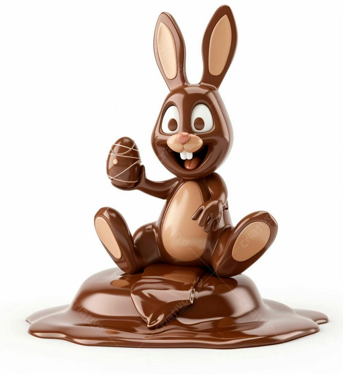 Coelho de chocolate com ovo na Páscoa