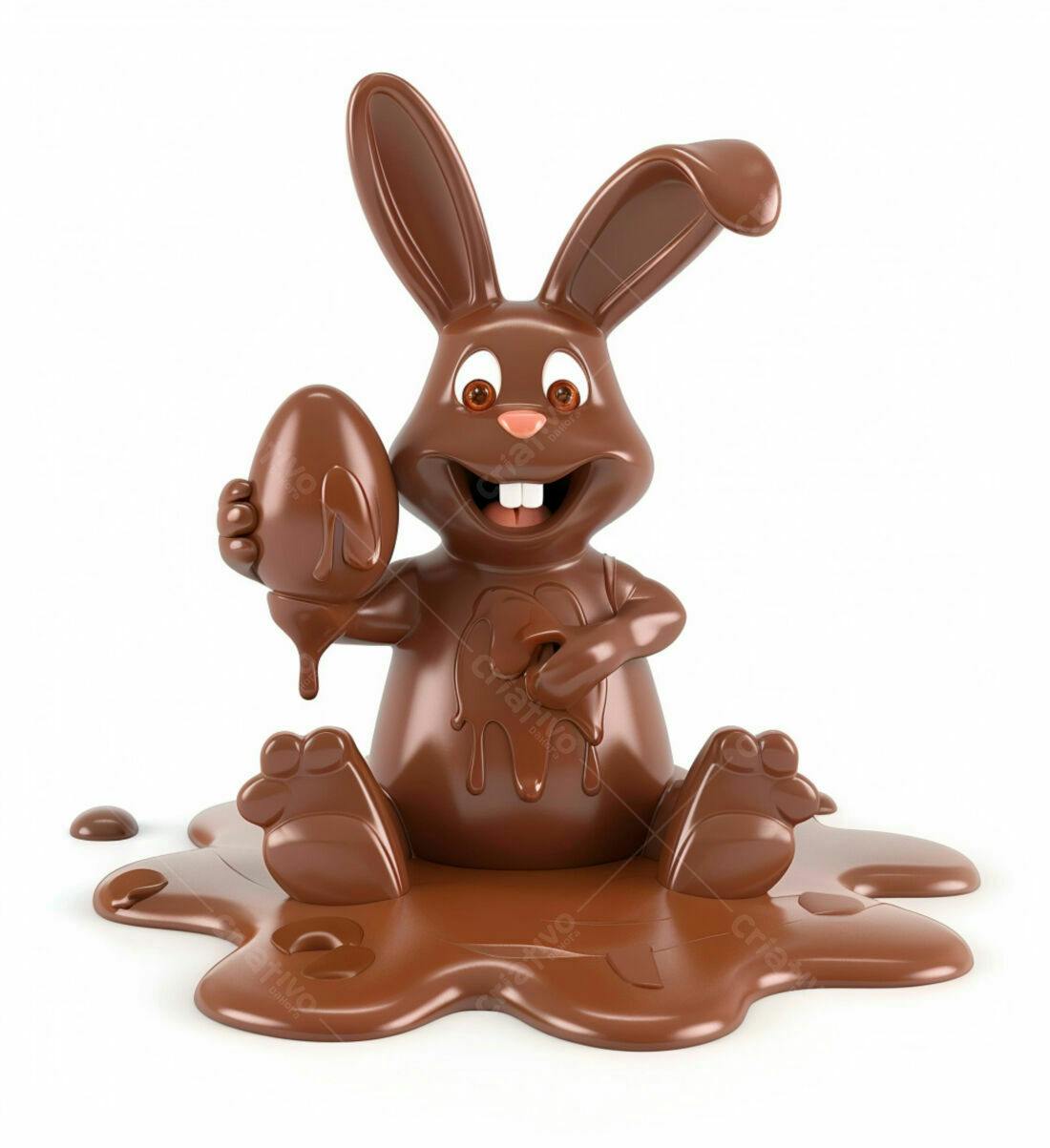 Coelho de chocolate na Páscoa com ovo