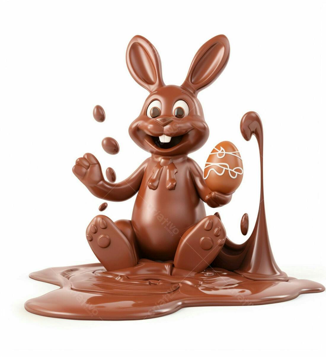 Coelho de chocolate com ovo Páscoa