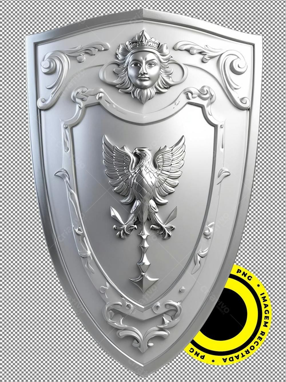 Escudo Prateado, Shield, Imagem 3D, Recortada, Png