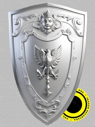 Escudo prateado, shield, imagem 3d, recortada, png