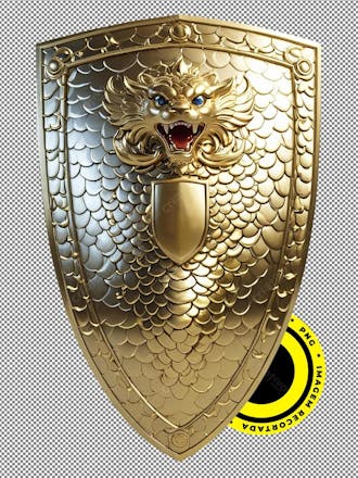 Escudo, shield, imagem 3d, recortada, png, dourado