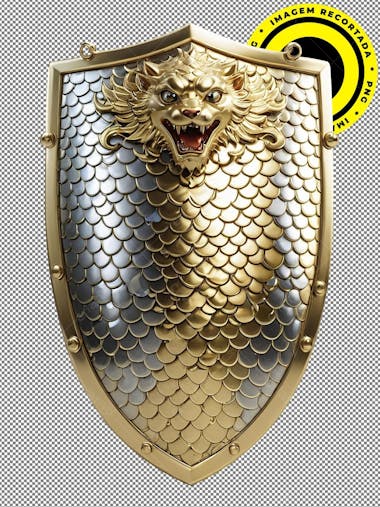 Escudo, shield, imagem 3d, recortada, png, prata, dourado