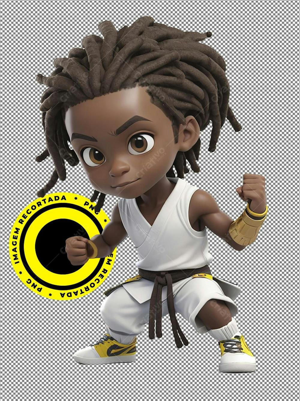 Imagem 3D, Lutador, Judô, Personagem Negro, Dreadlock