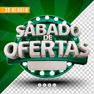 Sabado de ofertas branco selo 3d para composicao psd