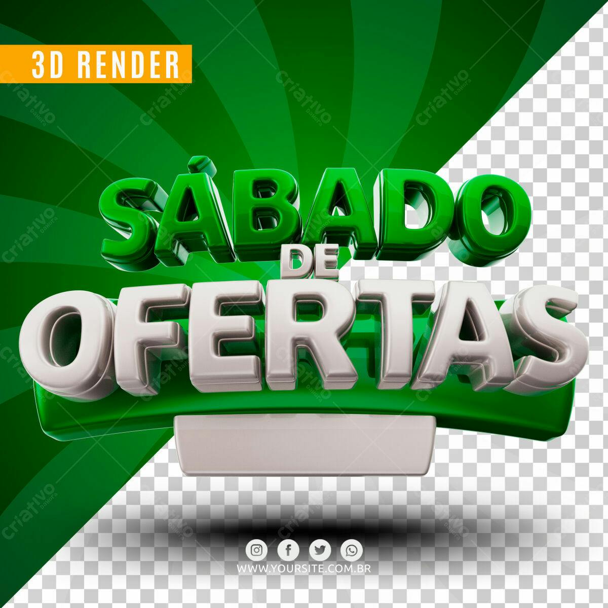 Selo 3D promocional verde e branco