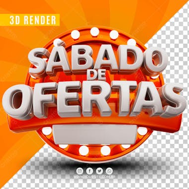 Sabado de ofertas branco selo 3d para composicao psd