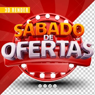 Selo 3d sabado de ofertas dourado e branco para composicao psd