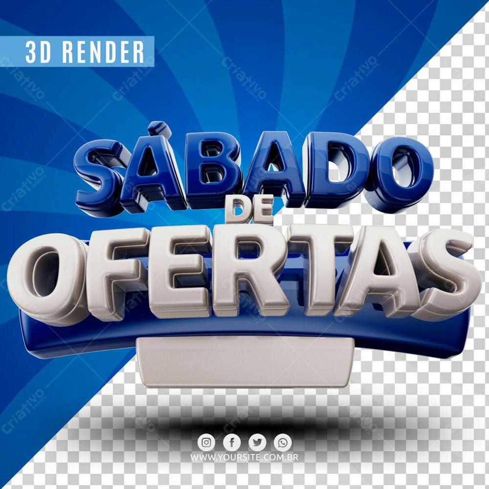 Sabado De Ofertas Branco E Azul Selo 3D Para Composicao Psd