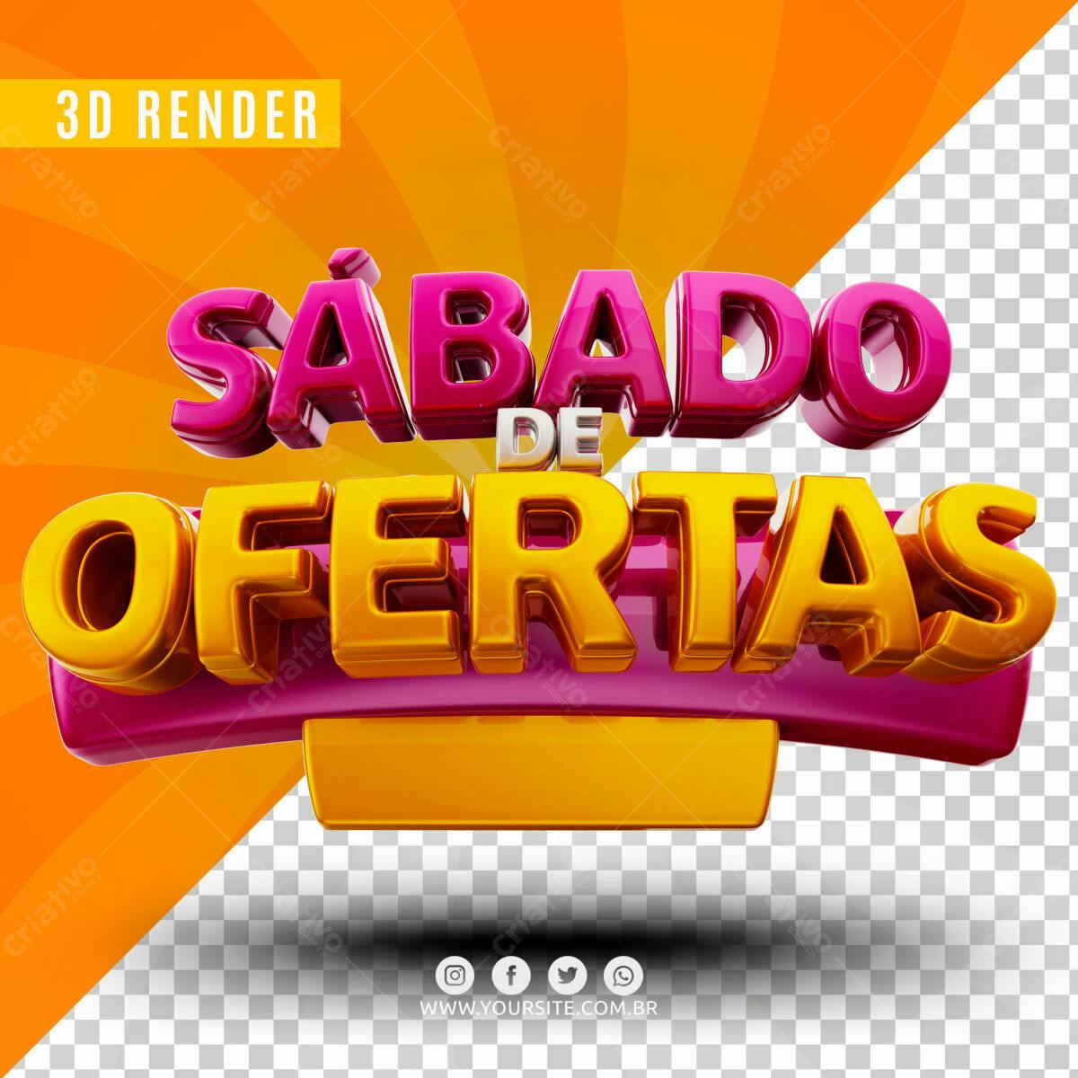 Selo 3D promocional dourado e rosa