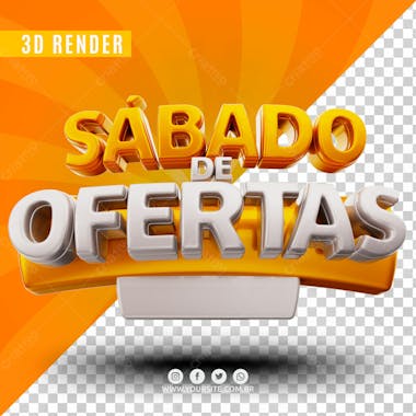 Sabado de ofertas amarelo e branco selo 3d para composicao psd