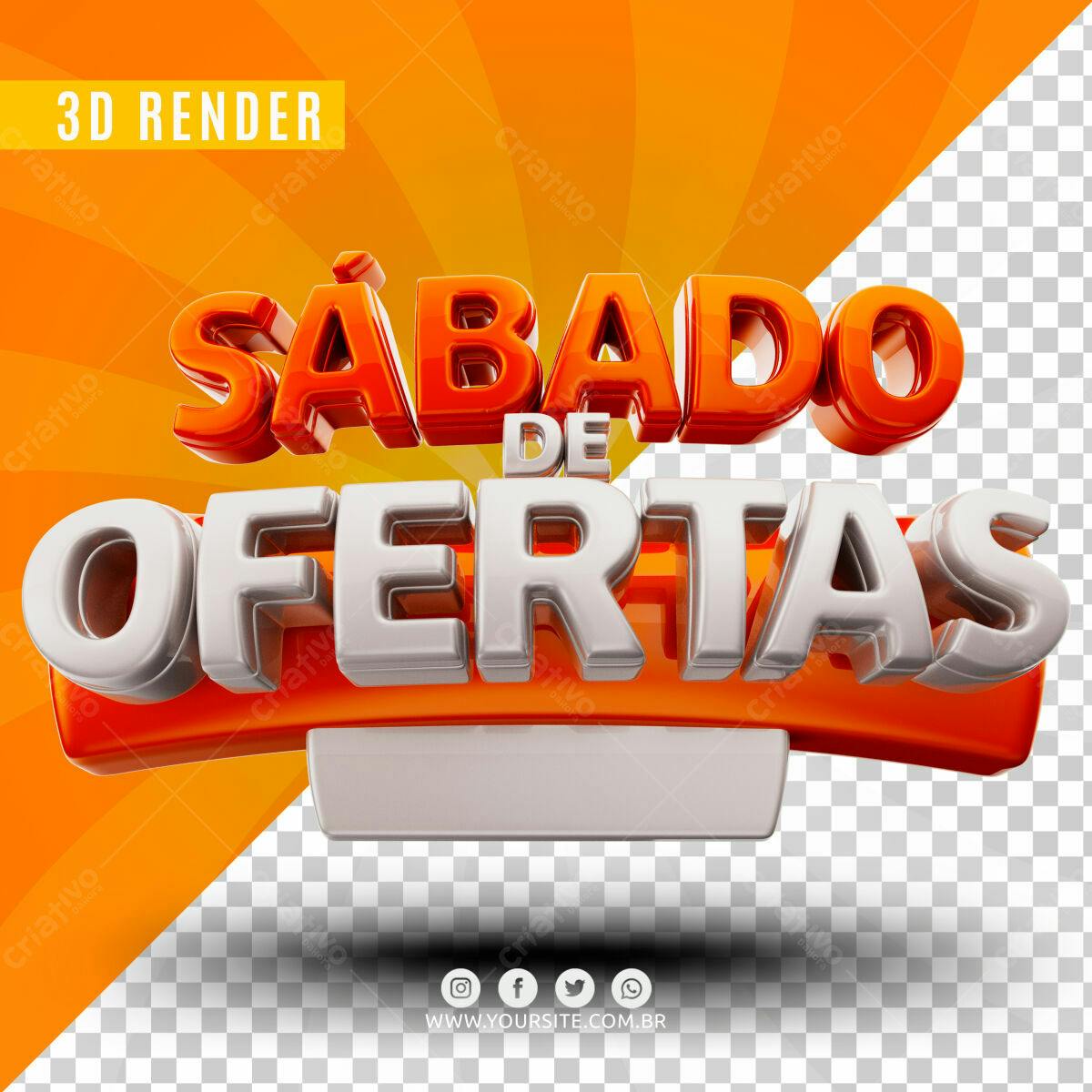 Selo 3D promocional laranja e branco