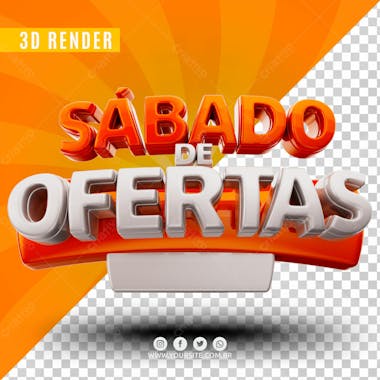 Sabado de ofertas branco selo 3d para composicao psd