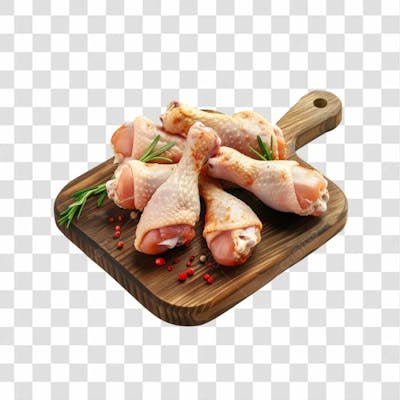 Imagem Açougue Coxas Coxinhas Da Asa Frango Galinha Ave Com Tábua De Madeira E Fundo Transparente (17)
