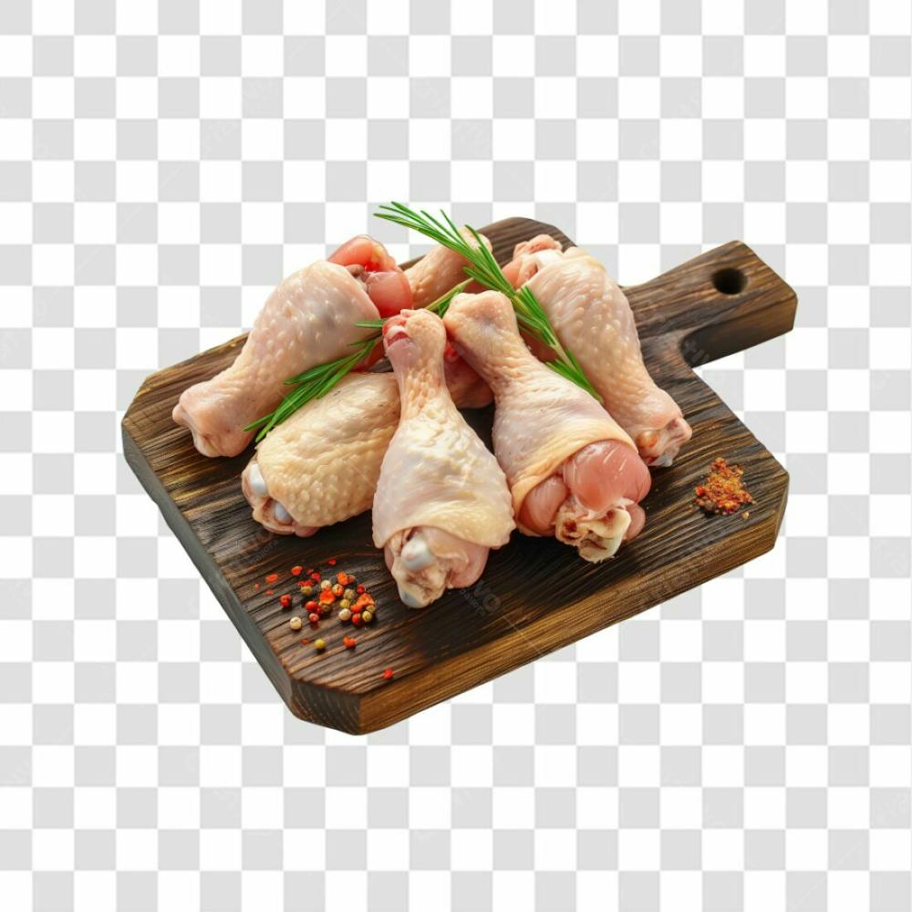 Imagem Açougue Coxas Coxinhas Da Asa Frango Galinha Ave Com Tábua De Madeira E Fundo Transparente (21)