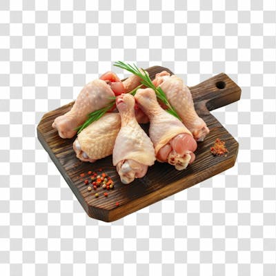 Imagem Açougue Coxas Coxinhas Da Asa Frango Galinha Ave Com Tábua De Madeira E Fundo Transparente (21)
