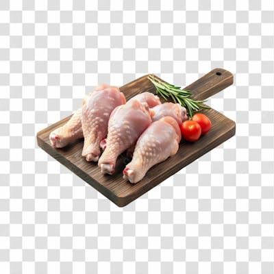 Imagem Açougue Coxas Coxinhas Da Asa Frango Galinha Ave Com Tábua De Madeira E Fundo Transparente (24)
