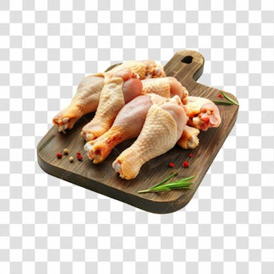 Imagem Açougue Coxas Coxinhas Da Asa Frango Galinha Ave Com Tábua De Madeira E Fundo Transparente (25)