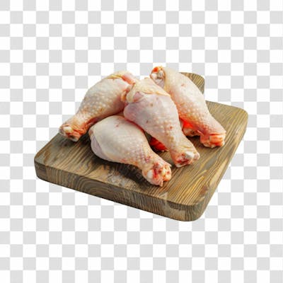Imagem Açougue Coxas Coxinhas Da Asa Frango Galinha Ave Com Tábua De Madeira E Fundo Transparente (27)