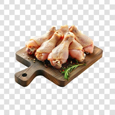 Imagem Açougue Coxas Coxinhas Da Asa Frango Galinha Ave Com Tábua De Madeira E Fundo Transparente (28)