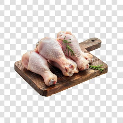 Imagem Açougue Coxas Coxinhas Da Asa Frango Galinha Ave Com Tábua De Madeira E Fundo Transparente (2)