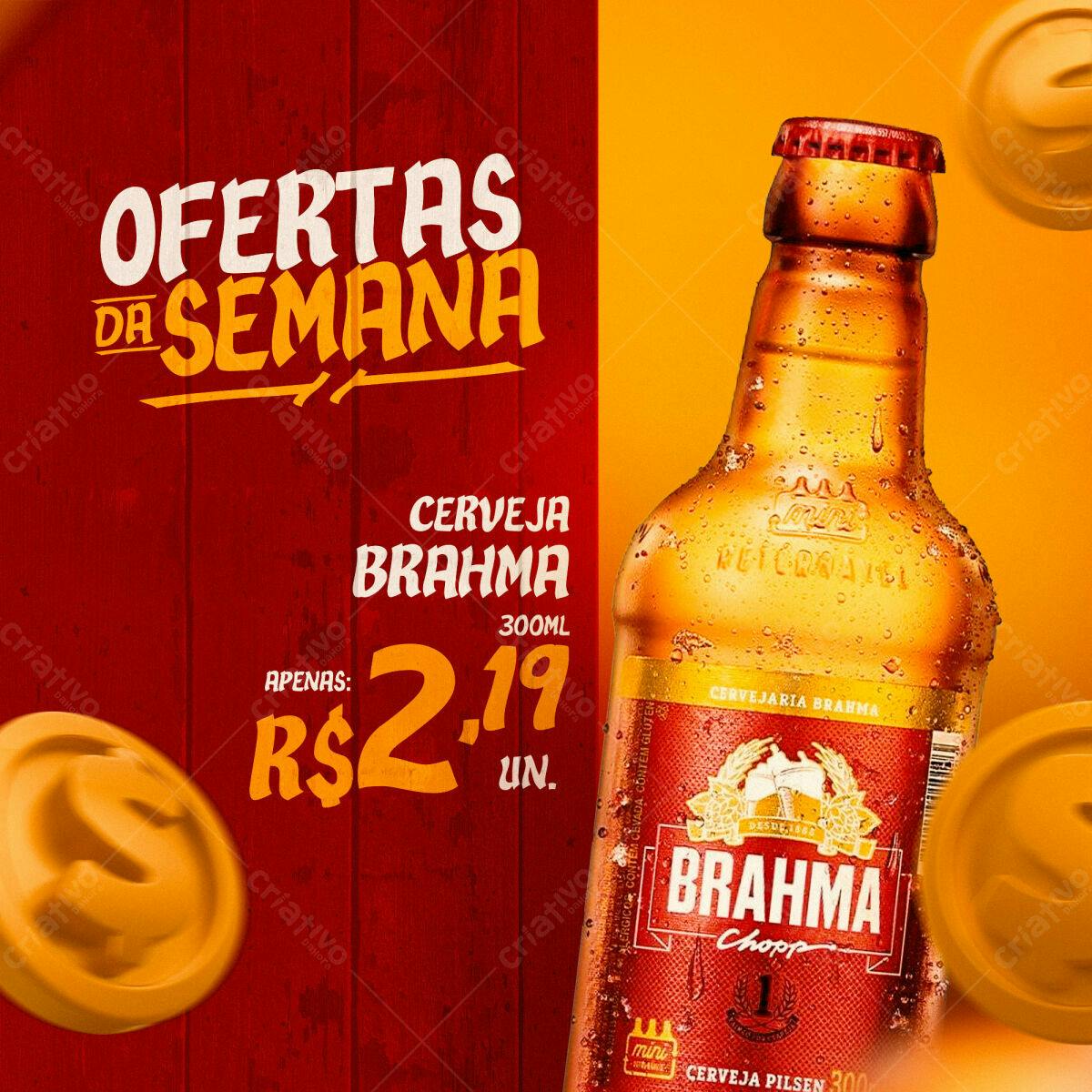 Flyer Ofertas da Semana Cerveja Brahma PSD Editável
